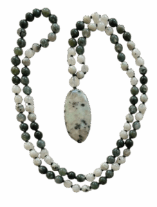 Sesame Jasper, Moonstone, Moss Agate, Moonstone Guru, Sesame Jasper Pendant