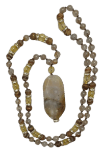 Rutilated Quartz, Tibetan Agate, Citrine, Russian Lace Agate Pendant