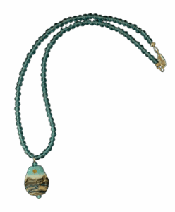 Teal Czech Glass Beads with Lampwork Glass Choker
