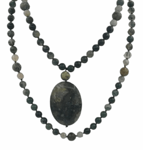 Moss Agate, Moonstone & African Turquoise Accents, African Turquoise Guru, Rhyolite Pendant