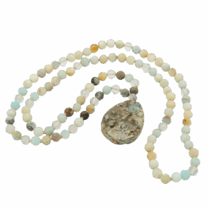 Amazonite, Clear Quartz Accents & Guru, Ocean Jasper Pendant
