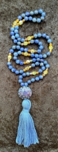 Lapis Lazuli, Czech Glass Accents, "Stargazer" Mirage Guru, Blue Tassel