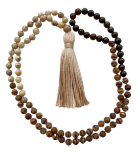 African Opal, Bronzite, Tibetan Agate, African Opal Guru, Cream Tassel