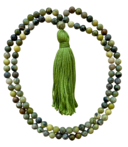 African Turquoise Jasper & Jade Green Tassel