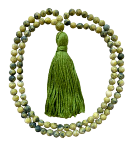 African Turquoise Jasper Matte, Jade Green Tassel