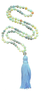 Amazonite, Light Blue & Aurora Sparkles & Crystal Quartz Accents, Crystal Quartz Guru, Light Blue Tassel
