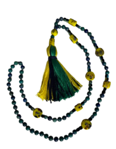 Azurite, Czech & India Glass Accents, Yellow/Green/Blue Tassel