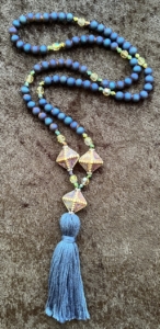 Druzy, Czech GlassAccents, "Northern Lights" Mirage Accents & Guru, Blue Tassel