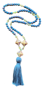 Druzy, Czech Glass Accents, "Northern Lights" Mirage Accents & Guru, Blue Tassel