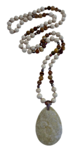 Fossil Coral, Fossil Jasper, Tibetan Agate, Fossil Coral Pendant