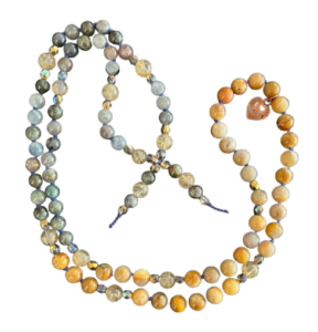 Kyanite, Champagne Quartz, Fossil Coral, Bead Tassels