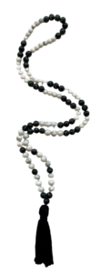 Tibetan Agate, Howlite, Tibetan Agate Guru, Black Tassel