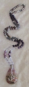 Amethyst, Flower Picture Jasper, Cloudy/Purple/Rock Quartz, Rainbow Amethyst Pendant, OM Charm