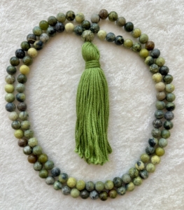 African Turquoise Jasper & Jade Green Tassel