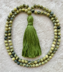 African Turquoise Jasper Matte, Jade Green Tassel