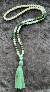 Angelite, Aquamarine, Terra Jasper, Jade Guru, Seafoam Tassel Angelite, Aquamarine, Terra Jasper, Jade Guru, Seafoam Tassel