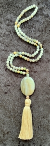 Aquamarine, Pink Tourmaline, Peruvian Amazonite, (Mixed Gemstones) Angelite, Grey Agate, Agate Pendant, Beige Tassel
