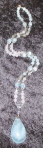 Aquamarine, Rutile Quartz, Rose Quartz, Silver Faceted Ovals + Silver Cap + 12m Aquamarine Accents, Aquamarine Pendant Aquamarine, Rutile Quartz, Rose Quartz, Silver Faceted Ovals + Silver Cap + 12m Aquamarine Accents, Aquamarine Pendant