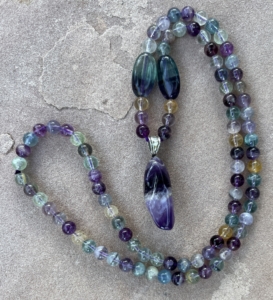 “Aurora Borealis” Fluorite & Amethyst Pendant "Aurora Borealis” Fluorite & Amethyst Pendant