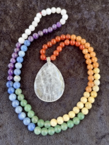 Chakra Mala – Carnelian, Aventurine, Amethyst, Jade, Crystal Quartz Pendant Chakra Mala - Carnelian, Aventurine, Amethyst, Jade, Crystal Quartz Pendant