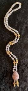 “Mischa’s Musings” Rose Quartz, RoseCopper Faceted Ovals & Madagascar Rose Quartz Hand Carved Gold Dragon Accents & Teardrop Pendant "Mischa’s Musings” Rose Quartz, RoseCopper Faceted Ovals & Madagascar Rose Quartz Hand Carved Gold Dragon Accents & Teardrop Pendant