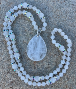 “Daydreaming” Jade, Crystal Quartz Pendant