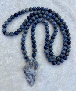 Dumortierite & Dendritic Agate Pendant