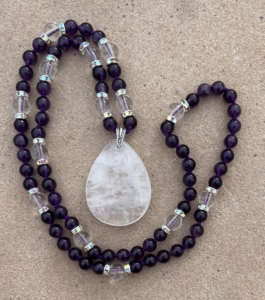 “Kirtan Life” Amethyst, Crystal Quartz & Sparkle Accents, Crystal Quartz Pendant "Kirtan Life" Amethyst, Crystal Quartz & Sparkle Accents, Crystal Quartz Pendant