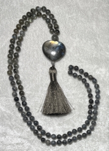 Labradorite Heart & Grey Tassel Labradorite Heart & Grey Tassel