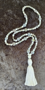 Labradorite, Rutile Quartz, Moonstone & Saginite Accents, Moonstone Guru, Silver Grey Tassel Labradorite, Rutile Quartz, Moonstone & Saginite Accents, Moonstone Guru, Silver Grey Tassel