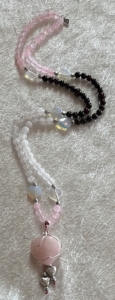Rose Quartz, Garnet, White Jade, White Fire Opal Heart Accents, Rose Quartz Heart Pendant, Heart Charms Rose Quartz, Garnet, White Jade, White Fire Opal Heart Accents, Rose Quartz Heart Pendant, Heart Charms
