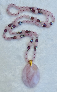 Rose Quartz, Oval Faceted Sparkles, Rose Quartz Pendant