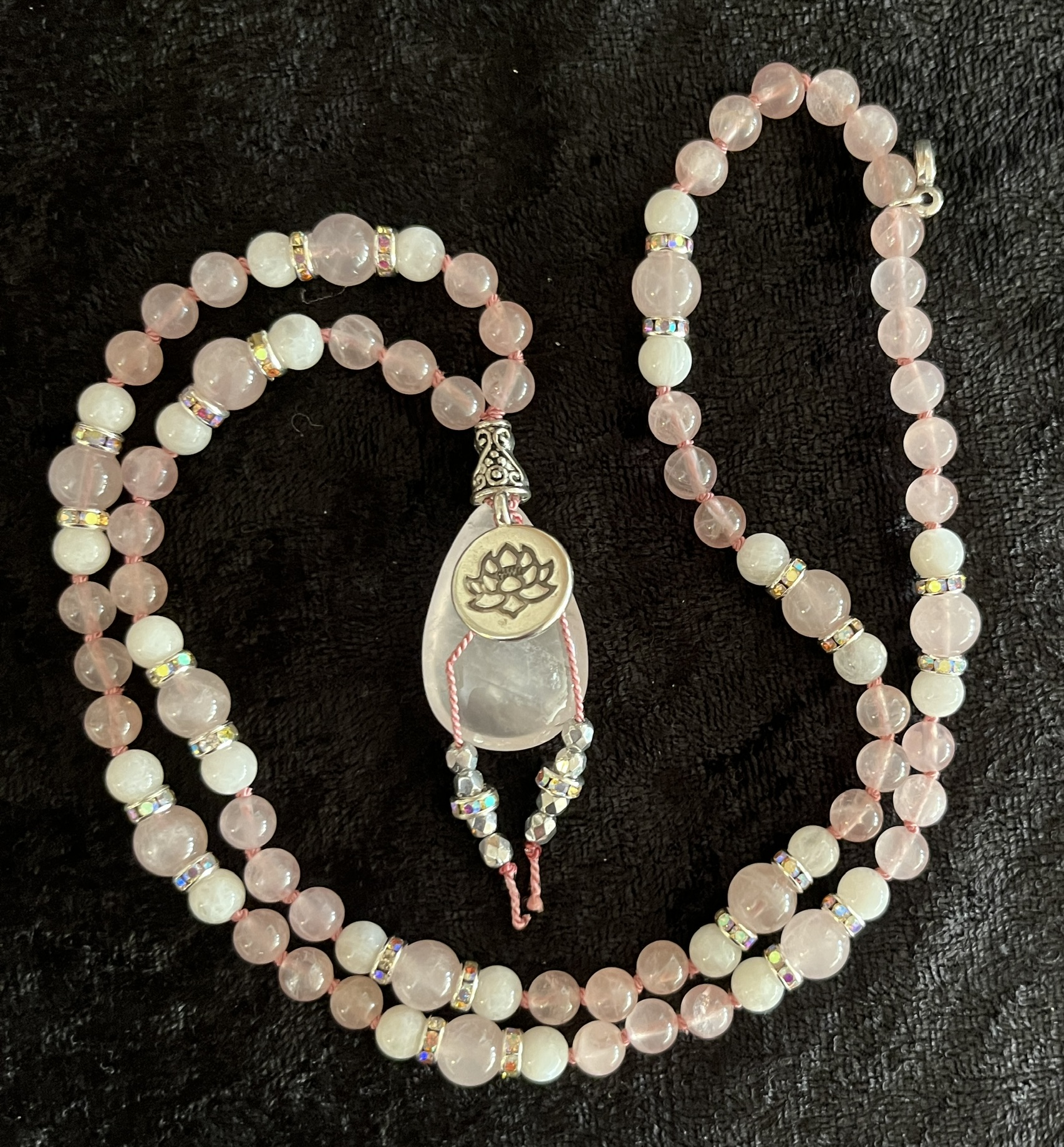 Rose Quartz, Sparkles, Rose Quartz Pendant, Lotus Flower Charm Rose Quartz, Sparkles, Rose Quartz Pendant, Lotus Flower Charm