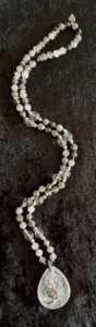 Rutilated Quartz, Crystal Quartz Accents & Pendant, OM Charm Rutilated Quartz, Crystal Quartz Accents & Pendant, OM Charm